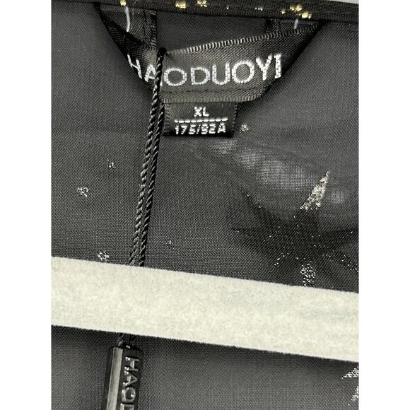 Haoduoyi Mini Dress Womens XL Gold Star Moon Sheer Chiffon Long Sleeve Tunic Top - Picture 6 of 13